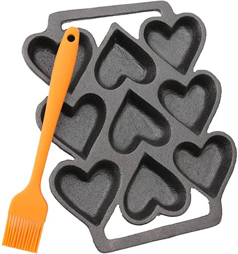 Amazon.com: Auroal Heart Shaped Cake Pans, Heart Shaped Egg Pan, Fused Glass Heart Molds, 9 Molds Cast Lron,Mini Cake Pan, 1 Baking Tray, 1 Oil Brush(2 Piece Set): Home & Kitchen Toffee Cupcakes, Heart Cake Pan, Marshmallow Cupcakes, Heart Shaped Cake Pan, Shaped Cake Pans, Heart Shaped Cake, Mini Cake Pans, Cupcake Pans, Egg Cake