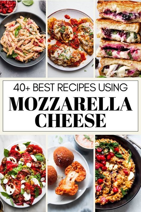 Mozzarella recipes are sure to please. Here’s a look at 40+ of the most delicious mozzarella recipes from around the world! Mozzarella Lunch Ideas, Vegetarian Recipes With Mozzarella, Healthy Recipes With Mozzarella Cheese, Fresh Mozzarella Recipes Dinners, Meals With Fresh Mozzarella, Recipes With Fresh Mozzarella Slices, Mozzarella Cheese Recipe Dinners, Mozzarella Ball Recipes, Mozzarella Recipes Healthy