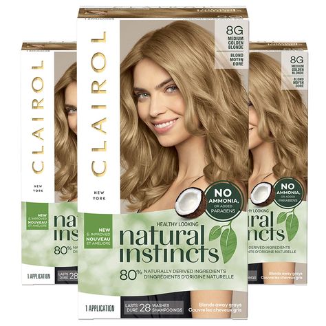 Medium Golden Blonde Hair, Medium Golden Blonde, Golden Blonde Hair Color, Clairol Natural, Clairol Natural Instincts, Demi Permanent, Golden Blonde Hair, Temporary Hair Color, Cool Blonde