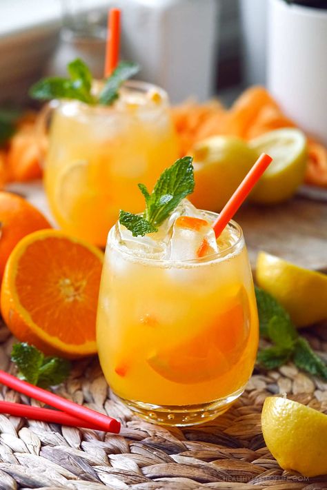 Orange Lemonade Recipe, Herbal Coffee Recipe, Orangeade Recipe, Orange Lemonade, Green Tea Lemonade, Cherry Lemonade, Herbal Coffee, Summer Drinks Alcohol, Drink Recipes Nonalcoholic