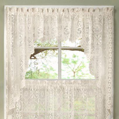 Unique Window Coverings, Cottage Style Mudroom, Curtain Tips, Grandma Decor, Lace Window Treatments, Kitchen Window Coverings, Kitchen Window Blinds, Kitchen Curtains And Valances, Nursery Window