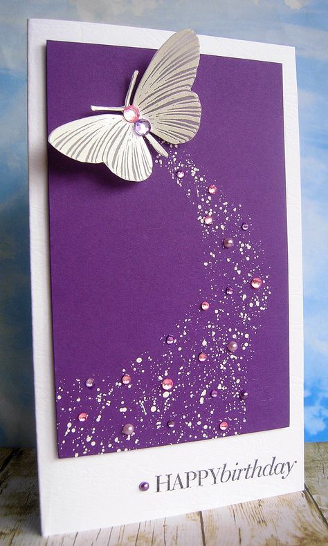 Osmi Mart, Card Butterfly, Butterfly Birthday Cards, Birthday Card Craft, Homemade Birthday Cards, Hand Made Greeting Cards, Making Greeting Cards, Birthday Cards Diy, Butterfly Cards