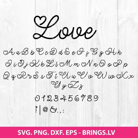 Hand Drawn Love Valentine Font SVG - Letters With Hearts SVG - Handwritten SVG