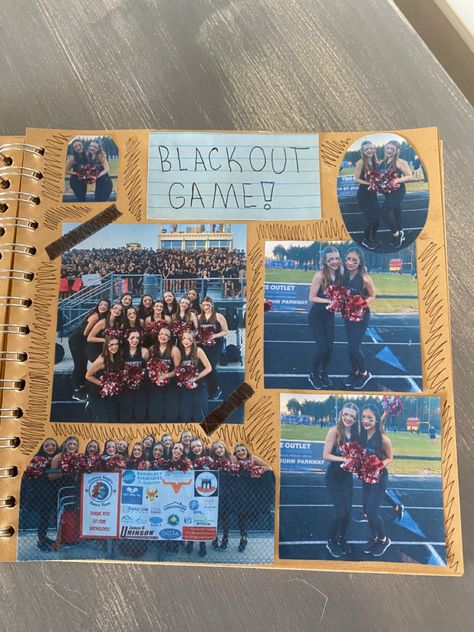 Senior Football Scrapbook Ideas, Scrapbook Ideas Football, High School Scrapbook Ideas Senior Year, Sophomore Year Scrapbook Ideas, Scrapbook Journal Highschool, Scrapbook High School Years, Journaling And Scrapbooking, Cheerleading Scrapbook Ideas, High School Photo Album Ideas