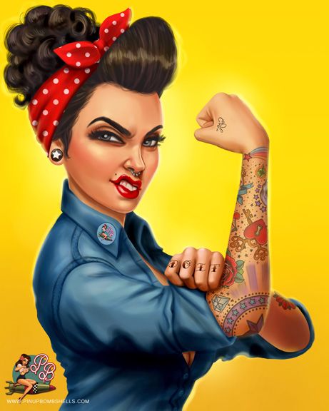 Rosie the Riveter by PinupBombshells on deviantART Maquillage Pin Up, Stile Pin Up, Mode Rockabilly, Rockabilly Mode, Arte Pin Up, Rockabilly Art, Victory Rolls, Pin Up Tattoos, Rosie The Riveter