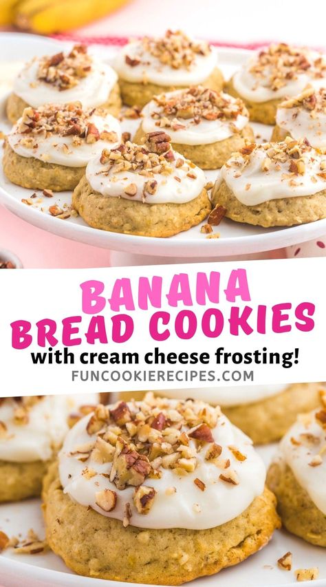 Sugar Cookie Banana Bread, Banana Bread Cookies Recipe, Soft Banana Bread, Fun Cookie Recipes, Banana Cookie, Banana Cookie Recipe, Cheap Desserts, Banana Chocolate Chip Cookies, Easy To Make Cookies