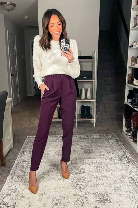 High Waisted Pleated Ankle Pant curated on LTK Trousers Work Outfit, Ankle Pants Outfit, Casual Office Fashion, Smart Casual Office, Career Outfits, Business Pants, Cropped Trousers, High Waisted Trousers, Ankle Pants