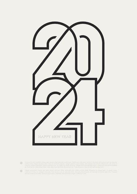 Number Graphic Design Typography, 2024 Design Ideas, Premium Poster Design, 26 Number Design, 2024 Font Design, 2024 Font Trends, Premium Graphic Design, 2024 Year Logo Aesthetic, 2024 Number Design Aesthetic