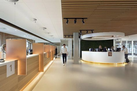 Bank Teller Interior Design, Bank Interior Design, Bank Interior, Corporate Interior Design, Reception Desk Design, Bank Design, Cabinet Medical, Hospital Interior, Hall Interior