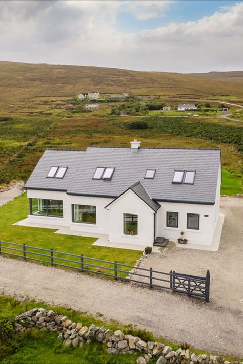 How Linda and Edward Mulkern built their 220sqm home on Achill Island to retire to, replacing a concrete bunker house that had been their holiday digs for years. L Shaped Bungalow Plans Ireland, Bungalow House Design Ireland, Bungalow Plans Ireland, Irish Bungalow Design, Irish House Designs, Irish Bungalow, Concrete Bunker, Country Bungalow, Bunker House