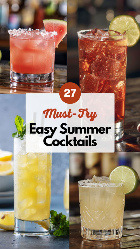 Easy Summer Cocktails Light Summer Cocktail Recipes, Summertime Cocktails Alcohol, Pool Day Cocktails, Simple Summer Drinks Alcohol, August Cocktails, Easy Cocktails To Make At Home, Simple Summer Drinks, Simple Summer Cocktails, Fun Summer Cocktail Recipes