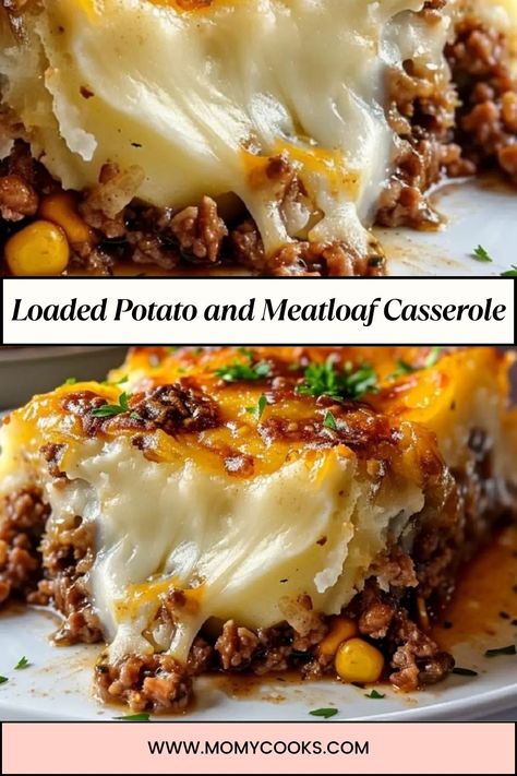 The Loaded Potato and Meatloaf Casserole is an ultimate comfort dish that brings together two beloved favorites in one pan: savory meatloaf topped with creamy, cheesy mashed potatoes and turkey bacon bits. This recipe is perfect for family dinners or gatherings, as it provides a satisfying and flavorful meal with minimal cleanup. Here’s a step-by-step guide to making this delicious casserole, along with tips, FAQs, and some variations you might want to try. Loaded Meatloaf And Potato Casserole, Meatloaf Potato Casserole, Cheesy Loaded Meatloaf Casserole, Loaded Meatloaf Casserole 12 Tomatoes, Meatloaf Variations, Loaded Mash Potato Meatloaf Casserole, Savory Meatloaf, Loaded Potato Casserole, Loaded Mashed Potato Casserole