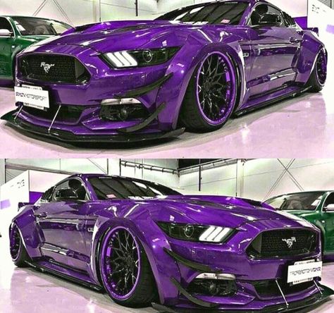 The Purple One custom widebody Mustang GT 5.0 Widebody Mustang, Purple Cars, Purple Mustang, Kereta Sport, Big Cars, Aventador Lamborghini, Mustang Ecoboost, Mustang Gt500, Purple Car