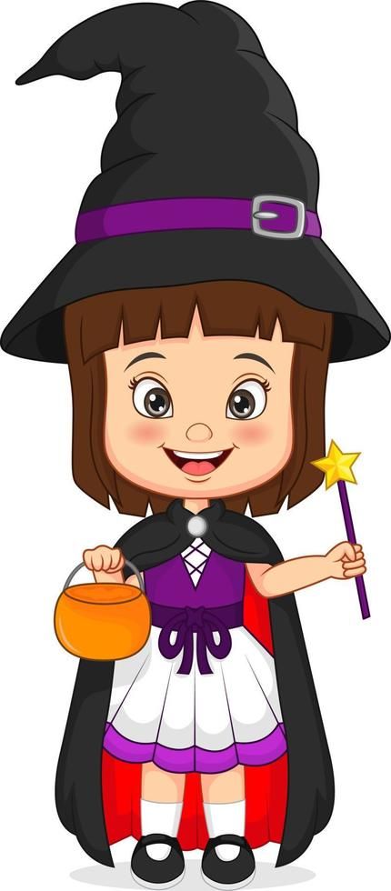 Cartoon little girl wearing halloween witch costume Halloween Witch Costume, Witch Clipart, Witch Halloween Costume, Halloween Illustration, The Cartoon, Witch Costume, Witch Halloween, Halloween Witch, Vector Art