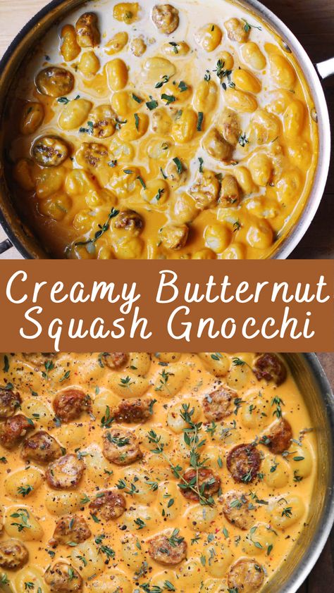 Butternut Squash Gnocchi With Sausage, Gnocchi Recipes Butternut Squash, Gnocchi With Sweet Potato, Mushroom And Butternut Squash Recipes, Butternut Squash Gnocchi Sausage, Butternut Gnocchi Soup, Chorizo Butternut Squash, Gnocchi Butternut Squash, Leftover Squash Recipes