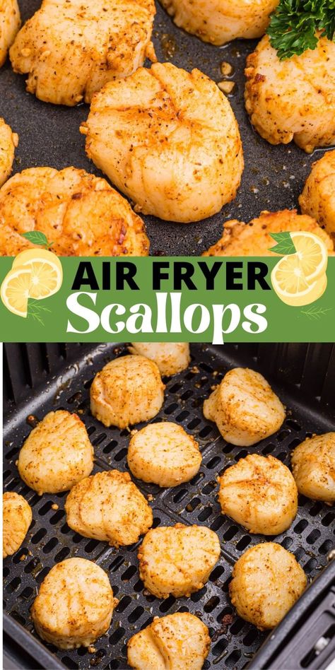 Air Fryer Scallops, Cook Scallops, Air Fryer Fish Recipes, New Air Fryer Recipes, Air Fryer Recipes Snacks, How To Cook Scallops, Coquille St Jacques, Air Fryer Fish, Air Fryer Cooking Times