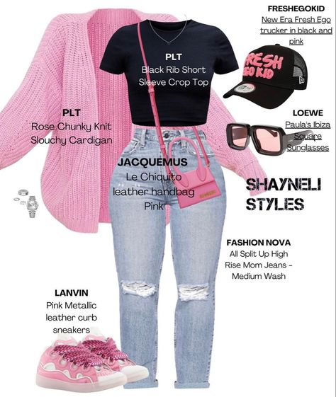 Cute B Day Outfits, Pink Outfits Aesthetic Baddie, Styled By, Crop Top Pink, Fasion Outfits, Shein Outfits, Cute Lazy Day Outfits, Swag Outfits For Girls