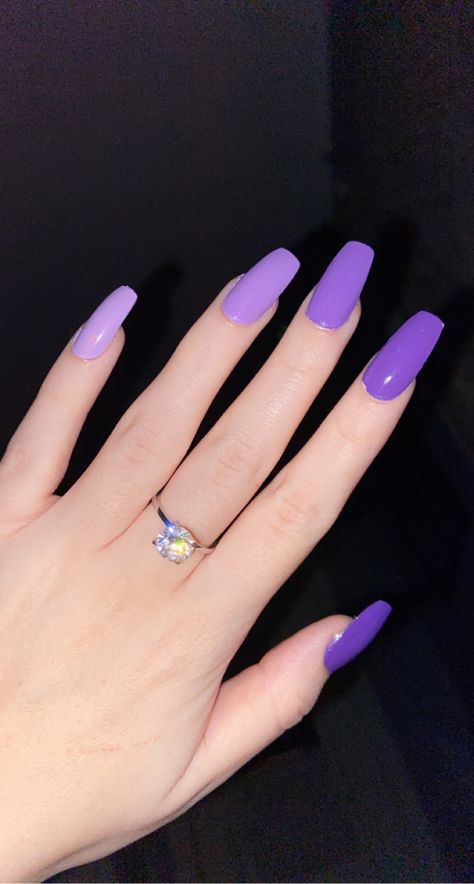 Purple Nail Paint Ideas, 5 Shades Of Purple Nails, Light And Dark Purple Nails, Purple Ballerina Nails, Different Shades Of Purple Nails, Purple Nail Paint, Different Shade Of Purple Nails, Purple Fade Nails, Shades Of Purple Nails