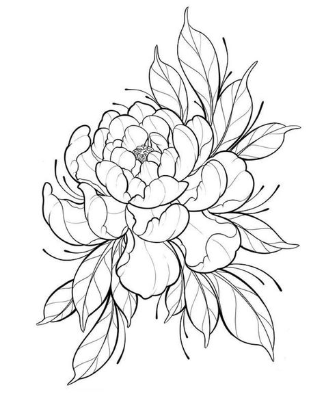 Floral Spine Tattoo, Cybersigilism Tattoo, Peony Flower Tattoos, Peony Drawing, Flower Tattoo Drawings, Floral Tattoo Sleeve, Chest Tattoos For Women, Pin Up Tattoos, Spine Tattoo