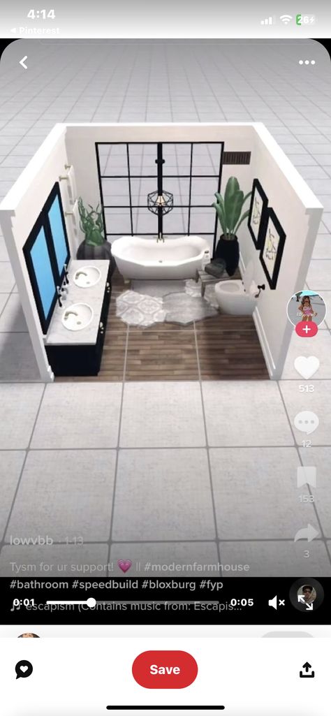 Small Room Bloxburg Ideas, Bloc Burg Bathroom, Small Garden Bloxburg, Bloxburg Bathroom Aesthetic, Bloxburg Downstairs Bathroom, Bloxburg 3x4 Bathroom Ideas, Shower Curtain Codes Bloxburg, Boo Burg Bathroom Ideas, Bloxburg Master Room Ideas Bathroom