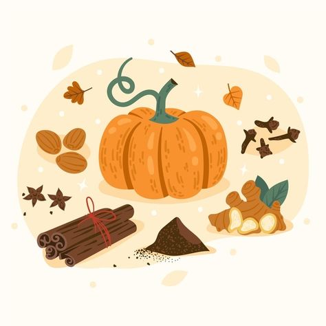 Pumpkin Spice Illustration, Pumpkin Halloween Illustration, Cute Pumpkin Illustration, Cute Pumpkin Drawing, Spice Illustration, Pumpkin Illustration Autumn, Notion Stickers, Halloween Colouring, Friendship Art