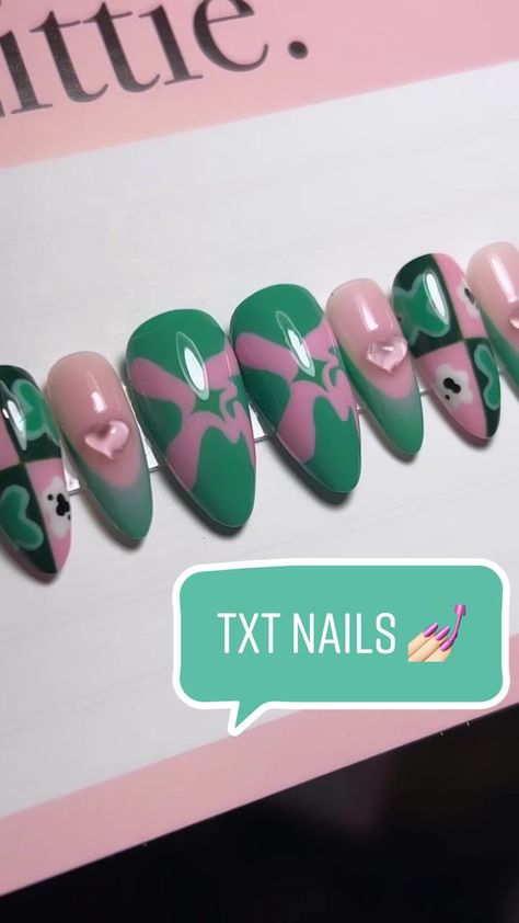 K Pop Nails Txt, Txt Nail Art, Txt Inspired Nails, Txt Nails Designs, Txt Album Cover, Album Cover Nails, Txt Nails, Nails Kpop, Txt Album