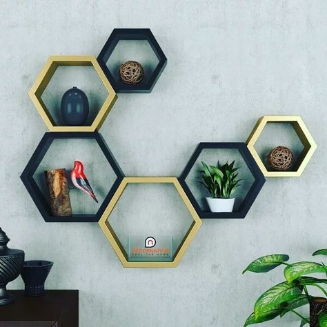 Hexagon Wall Art, Hexagon Wall Shelf, Hexagon Shelf, Shelves Furniture, Wall Shelves Bedroom, Wood Hexagon, Honeycomb Shelves, Hexagon Wall, Corner Wall Shelves