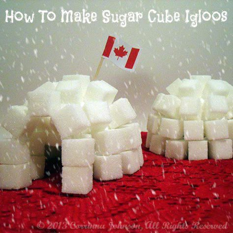 Sugar Cube Igloo, Igloo Craft, Canadian Decor, Canadian Party, Canada Day Crafts, Canada Day Party, Gingerbread House Ideas, Sugar Cubes, Christmas Gingerbread House