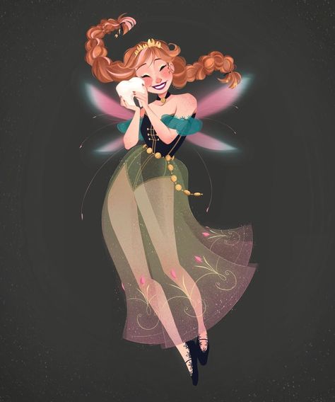 Liza🥨Illustrator on Instagram: “ANNA + TOOTH FAIRY . #royaltober22…” The Tooth Fairy, Dnd Tooth Fairy, Tooth Fairy Fanart, Tooth Fairy Art, Tooth Fairy Concept Art, The Tooth Fairy Movie, Disney Frozen Art, Tinkerbell Fanart Fairies, Anna Disney