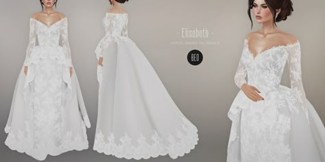 BEO - Elisabeth wedding gown | For The Trunk Show December 1… | Flickr Sims 3 Wedding Dress, Sims4 Wedding Dress Cc, Sims Wedding Dress, Sims Wedding, Sims 4 Wedding Dress, The Sims 4 Pc, Long Wedding Dress, Pelo Sims, Sims 4 Game Mods