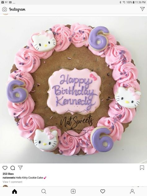 Squishmallow Cookie Cake, Hello Kitty Cookie Cake, Reeses Cookies, Big Cookies, Birthday Brownies, Giant Cookies, Cookie Platters, Cookie Cake Decorations, Cookie Cake Designs