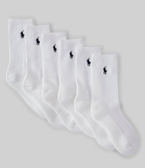 From Polo Ralph Lauren, these socks feature:six-packribbed cuff for a secure, comfortable fitSignature embroidered pony at the outer side of each sockSizes 2-4 fits shoe sizes 6-10Sizes 4-7 fits shoe sizes 10-13Sizes 8-9½ fits shoe sizes 13-3size 9-11 fits shoe sizes 4-10polyester/spandexMachine washImported. Ralph Lauren Kids, Ralph Lauren Boys, Crew Sock, Blackpool, Sporty And Rich, Stockholm Fashion, Ralph Lauren Collection, Dillard's, New Wardrobe