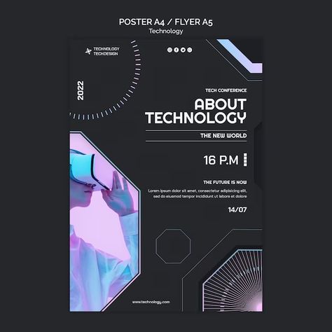 Technology Poster Template - Free Vectors & PSDs to Download Tech Poster Design, Technology Poster, Contest Poster, Technology Template, Magazine Cover Ideas, Invitation Poster, Technology Posters, Poster Template Free, Poster Design Layout