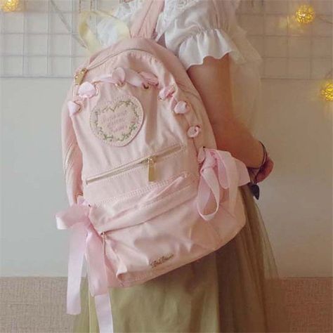 Lolita Cute Pink Schoolbag Bookbag Girl Riband Shoulders Bag Backpack Gift Kawaii Bags, Kawaii Backpack, Japanese Sweet, Kawaii Fashion Outfits, Cute Backpacks, Pink Backpack, Sweet Lolita, Kawaii Clothes, Cute Bags