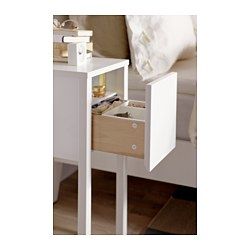 IKEA - NORDLI, Nightstand, , On the hidden shelf is room for an outlet strip for your chargers.The cable to the outlet can be hidden in the groove along the table leg.Inside the drawer is a removable insert to help you to organize all your small items. Ikea Bedside, Bedside Table Ikea, Ikea Nordli, Narrow Bedside, Narrow Bedside Table, Small Bedside, Small Bedside Table, White Bedside Table, Прикроватные Тумбочки