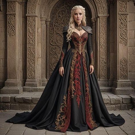 Game Of Thrones Dress Gowns Daenerys Targaryen, Game Of Thrones Aesthetic Outfits, House Of Dragon Dresses, Dragon Queen Dress, House Of Dragon Outfits, Game Of Thrones Dress Gowns, Targaryen Outfit Dresses, Targaryen Inspired Dress, House Of The Dragon Outfit Ideas