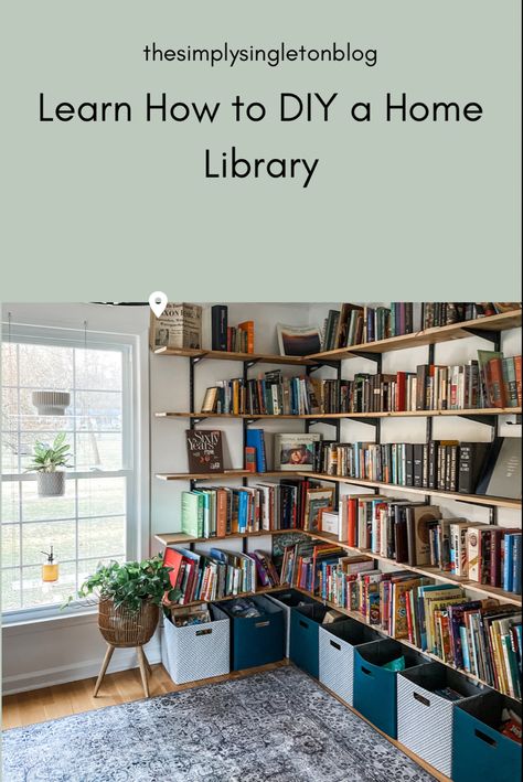 How To Make Library At Home, Cheap Library Ideas For Home, Home Library Diy, Diy Home Library, Small Space Living Hacks, Library At Home, Easy Diy Home Projects, Log Home Interiors, Home Budget