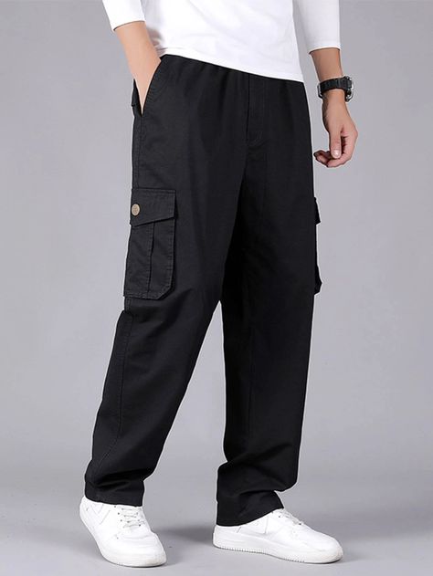 Men Flap Pocket Cargo Pants | SHEIN USA Black Cargo Pants Outfit Men, Trouser Pants Outfits, Cargo Pants Outfit Men, Pants For Men Casual, Pants Outfit Men, Trendy Boy Outfits, Casual Cargo Pants, Cargo Pants Outfit, Street Style Outfits Men