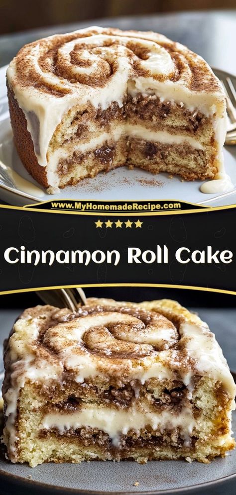 This cinnamon roll cake is soft, spiced, and topped with a sweet icing. A delicious treat that’s perfect for breakfast or dessert! Ingredients: 2 cups flour 1 cup sugar 1 cup milk 1 tbsp cinnamon Make this cinnamon roll cake for a comforting, sweet treat everyone will enjoy Cinnamon Cake Decoration, Recipes That Use Cake Flour, Home Made Desserts Recipes, Swiss Cake Roll Dessert, How Sweet Eats Recipes, Cinnamon Roll Cake Pops, Cinnamon Roll Cake With Cream Cheese Frosting, Cinnamon Roll Cake With Cream Cheese, Cinnamon Roll Dump Cake Recipes