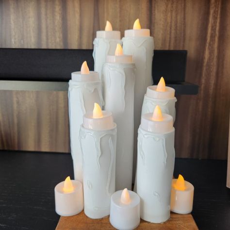 Velas hechas con foami y velas de luces Led, en diferentes tamaños ideales para decorar tu casa en hallowen o día de muertos. Día De Muertos, Dia De Muertos, Halloween