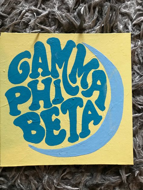 Cute Canvas Paintings Sorority, Yellow Sorority Canvas, Sorority Canvas Gamma Phi Beta, Gamma Phi Beta Painting, Gphi Paintings, Sorority Canvas Ideas Easy, Alpha Phi Canvas Painting, Gphi Canvas Paintings, Cute Sorority Paintings