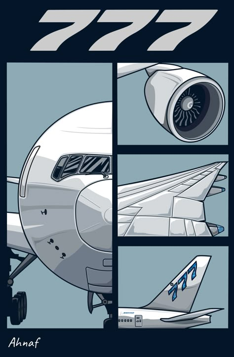 Follow @themechanicart on instagram for more! Aviation Posters Graphic Design, Airplane Tshirt Design, Aeronautics Aesthetic, Boeing Wallpaper, Boeing 777 Wallpaper, Aeroplane Pictures, 777 Plane, Planes Aesthetic, Samsung Lock Screen