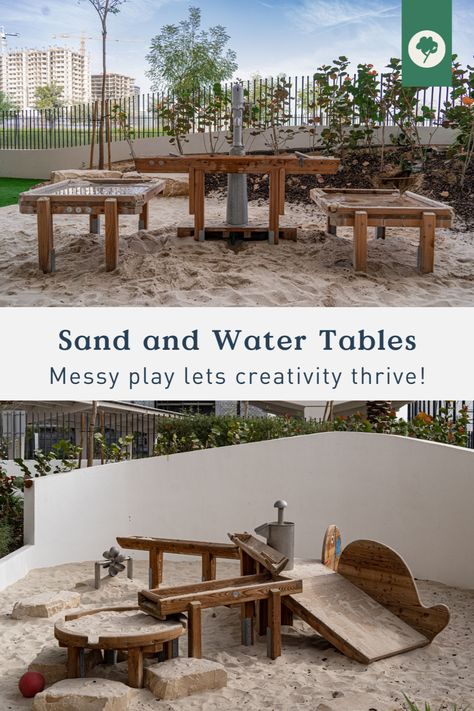 Our sand and water tables make great workspaces for children to get messy! We purposefully make these products abstract in what children can achieve with them in order to encourage creativity and imagination when playing. It is up to them what they do with the equipment, whether that is drawing, making towers, funnelling water away, creating dams etc. There are unlimited options! Playground Sand, Wood Playground, City Playground, Playgrounds Architecture, Spray Park, Urban Playground, Play Area Backyard, Water Tables, Play Ground