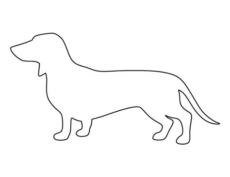 Dachshund pattern. Use the printable outline for crafts, creating stencils, scrapbooking, and more. Free PDF template to download and print at http://patternuniverse.com/download/dachshund-pattern/ Weiner Dog Crafts, Dachshund Applique, Arte Dachshund, Printable Outline, Dachshund Pattern, Dog Outline, Dachshund Art, Dog Quilts, Applique Templates