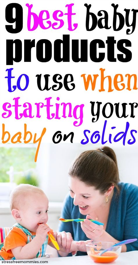 Starting baby on solids? Here's what products to buy and use when introducing baby to solids. These are the feeding essentials you need for baby feeding time. via @http://www.pinterest.com/stressfreemom Starting Baby On Solids, Best Baby Bibs, Mommy Burnout, Starting Solids Baby, Newborn Care Tips, First Time Mom Tips, Newborn Stage, Baby Feeding Schedule, Mom Motivation