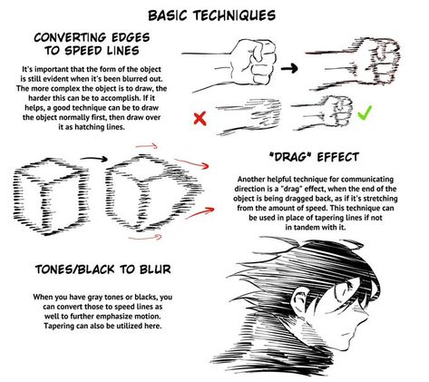 Haidenisa (COMMS CLOSED) on Twitter: "An in-depth guide on manga-style motion blurs/speed lines https://t.co/gBUvz4n4P3" / Twitter Speed Lines, Comic Book Layout, Comic Tutorial, Art Advice, 얼굴 그리기, Comic Drawing, Animation Reference, Concept Art Drawing, Poses References