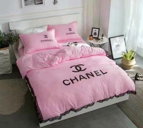 Luxury Bedding Designs – unique-homedesign Chanel Inspired Room, Chanel Bedding, Chanel Bedroom, Chanel Room, Plum Bedding, Wholesale Bedding, Blue Chanel, Apartment Bedding, Designer Bed Sheets