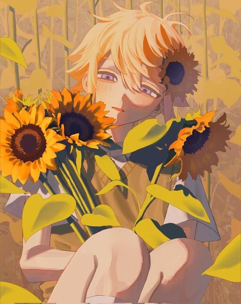 Sunflower Fanart, Basil Pfp, Basil Fanart, Basil Omori, Psychological Horror, Anime Figurines, Flower Boys, Beautiful Drawings, Weird World