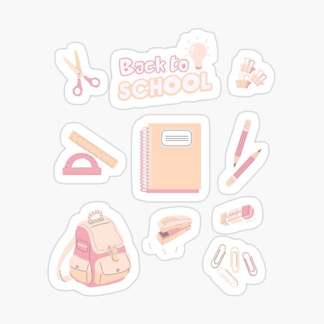 Get my art printed on awesome products. Support me at Redbubble #RBandME: https://www.redbubble.com/i/sticker/Back-to-School-Supplies-Pink-by-Artisma/119191121.EJUG5?asc=u Aesthetic School Stickers, Back To School Stickers, Folder Design, School Stickers, Redbubble Products, Digital Stickers, Back To School Supplies, Planner Ideas, Good Notes