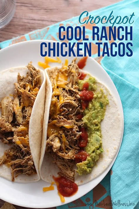 Ranch Shredded Chicken, Crockpot Chicken Tacos Recipes, Chicken Ranch Tacos, Shredded Chicken Tacos, Chicken Tacos Crockpot, Crock Pot Tacos, Superfood Salad, Crockpot Cooking, Ranch Chicken